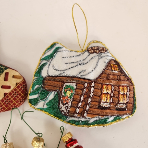 Miniature Glass Christmas Tree Ornaments Gingerbread House Eclectic Holiday Lot - Picture 5 of 8